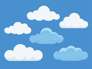 Cloud vector pack, flat cloud illustration set.