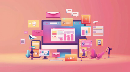 A visual guide to the essentials of digital marketing, showcasing its various components, including SEO, content, and social media.