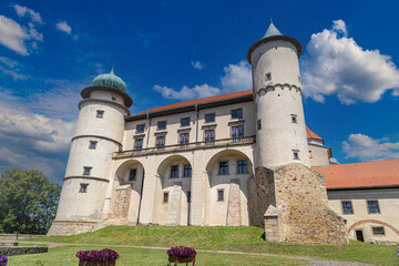 Medieval Nowy Wisnicz castle.  Stary Wisnicz village. Poland