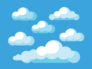 Cloud vector pack, flat cloud illustration set.