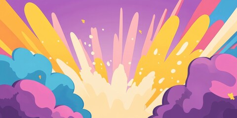 Fototapeta premium cartoon art background with vibrant rays of light and explosion effect
