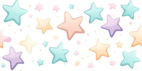 Cute pastel star pattern on a white background
