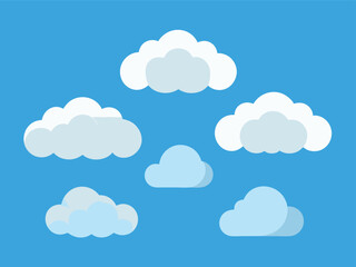 Cloud vector pack, flat cloud illustration set.