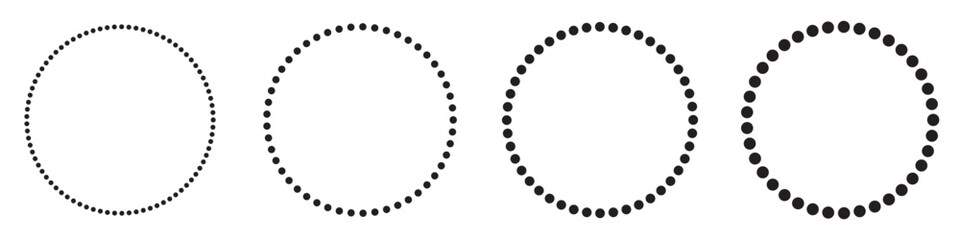 4 dotted with space between blank black circles isolated. Frame symbol lines. Vector icons in flat style