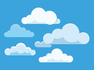 Cloud vector pack, flat cloud illustration set.
