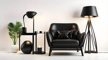 Armchair with lamp and light backgrount