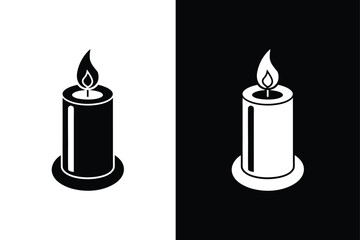 Christmas candles isolated on white background. Candle icon, logo isolated on white background.