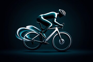 Fototapeta premium Minimalist cyclist icon, showing a person on a bike in motion, with clean lines representing the speed and freedom of outdoor cycling
