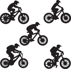 Fototapeta premium black and white sillouette set of cycle ,