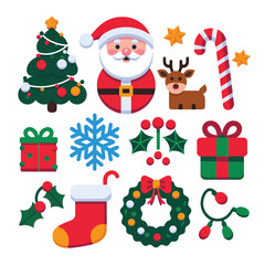 Naklejka premium vector illustration colorful Christmas icons items frame and decoration with gifts accessories 