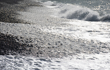 Backlit shore at Millook Haven Cornwall