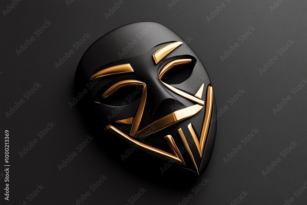 Aufkleber Minimalist hacker mask icon, using simple geometric shapes to represent the anonymous nature of hacktivism and digital identities