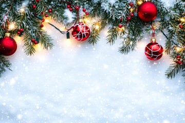 Festive Christmas Banner with Snowy Background
