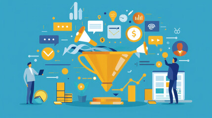 A visual of how sales and marketing teams collaborate to drive business growth, showcasing integration between lead generation and conversion.