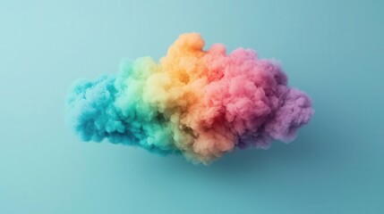 Tech cloud transforming into a rainbow spectrum, symbolizing diverse applications, cloud diversity, performance spectrum