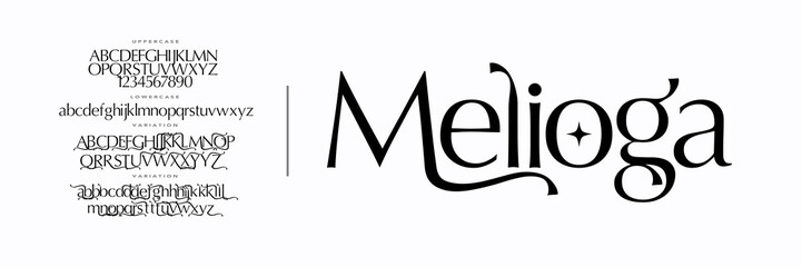 Luxury Elegant Romantic font alphabet regular. Typography beautiful fashion  classic letters serif fonts decorative wedding vintage logos. Uppercase,Lowercase and Number. vector illustration