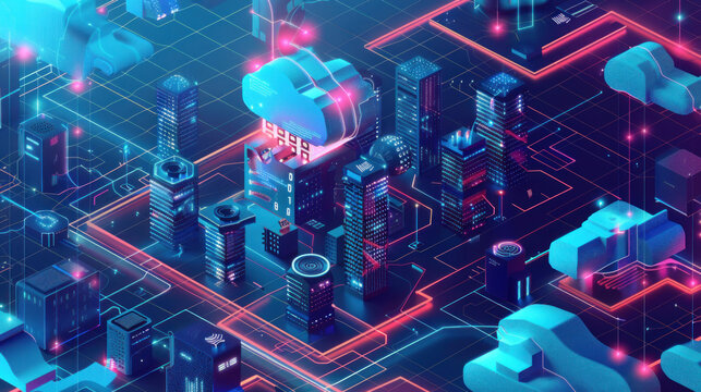 A visual of the top cloud computing trends for 2024, from AI integration to edge computing and cloud-native applications.