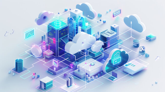 A visual representation of the cloud computing ecosystem for businesses, highlighting key services and providers.