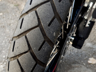 Extreme macro photography of motorbike tire
