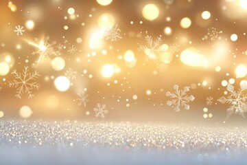 Winter Background with Snowflakes and Soft Bokeh Lights