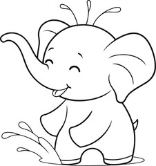 Playful Baby Elephant Exploring Nature in Stunning Vector Art
