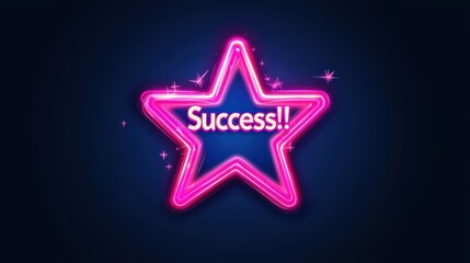 A neon star symbolizing success on a dark background, bright and vibrant.