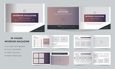 clean and customizable landscape interior magazine  layout or modern interiors catalog design