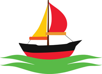 gentle waves and a boat vector illustration capturing calm water adventures

