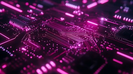 Obraz premium A close-up view of a digital circuit board, with lines and nodes representing financial transactions and fintech innovation.