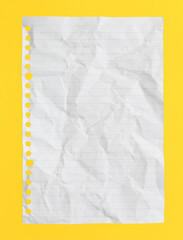 Crumpled Paper on Bright Yellow Background