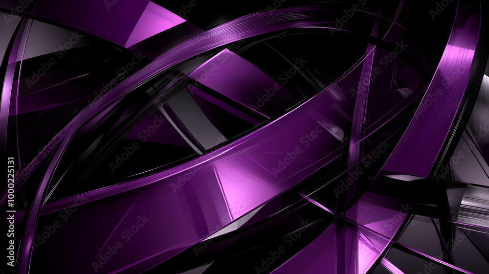 Canvas Prints abstract purple and black metallic design showcasing intricate patterns and smooth curves in a conte