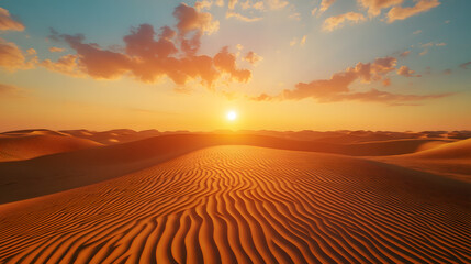 Naklejka premium Sunrise Over Desert Dunes