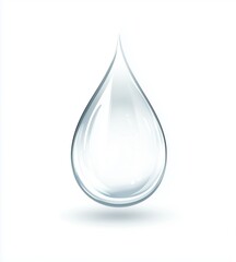 falling transparent drop on a white background