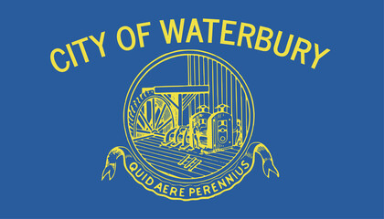Flag of the city of Waterbury, Connecticut, USA, original colors and proportions. Illustration