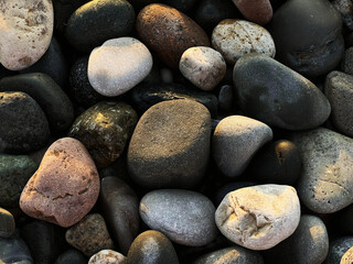 Juicy and beautiful texture of pebbles photo from top to bottom in different sizes
