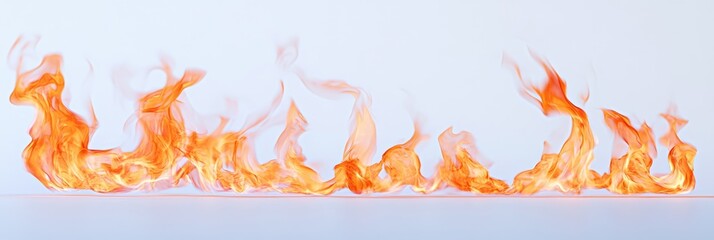 Fire on white background. Yellow and orange flame