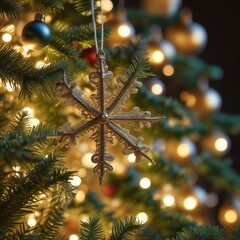 Close-up of Intricate Christmas Tree Ornaments