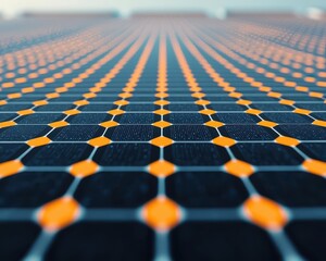 Obraz premium Close-up of nanoparticles enhancing the efficiency of solar panels, symbolizing innovation in renewable energy