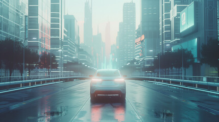 Urban Pioneering: Self-Driving Car Glides Through City Streets, Embracing Futuristic Tech and Sleek Design