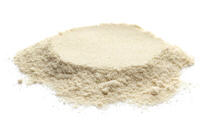 Sesame flour pile isolated on white, side view