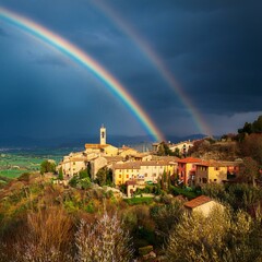 Italian village on a hill, AI generated