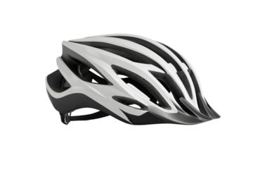 Sporty bicycle helmet with streamlined design, perfect for cycling on roads, trails or racing isolated on transparent background.