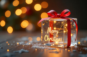 Elegant 2025 New Year Celebration Gift Box with Sparkling Background. Trendy New Year's background.