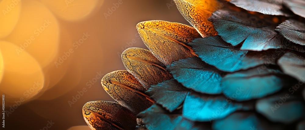 Sticker  A tight shot of a bird's wing against a backdrop of softly blurred lights