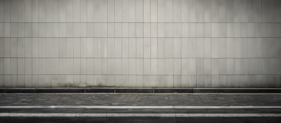 Large backdrop background of white tiled ceramic wall on street