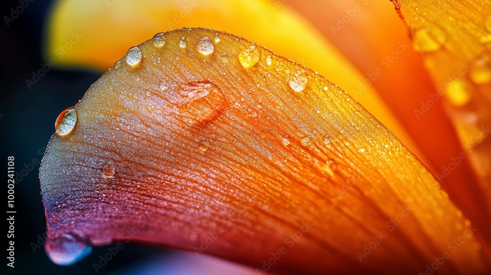 Canvas Prints  A tight shot of a bloom displays water droplets on its petals, adorning the floral center