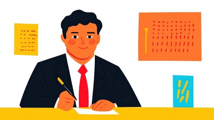 Budget planning and income review in minimalistic office setting