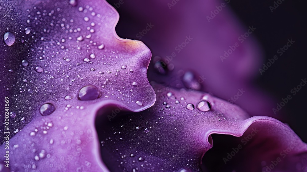 Sticker petals dotted with water droplets, center saturated with dewdrops