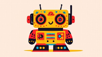 Colorful ai-powered robotic assistant icon for digital support services