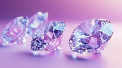 Sparkling Diamonds on Purple Background